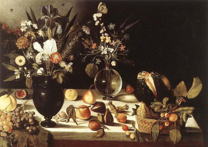 unknow artist A Table Laden with Flowers and Fruit Germany oil painting art